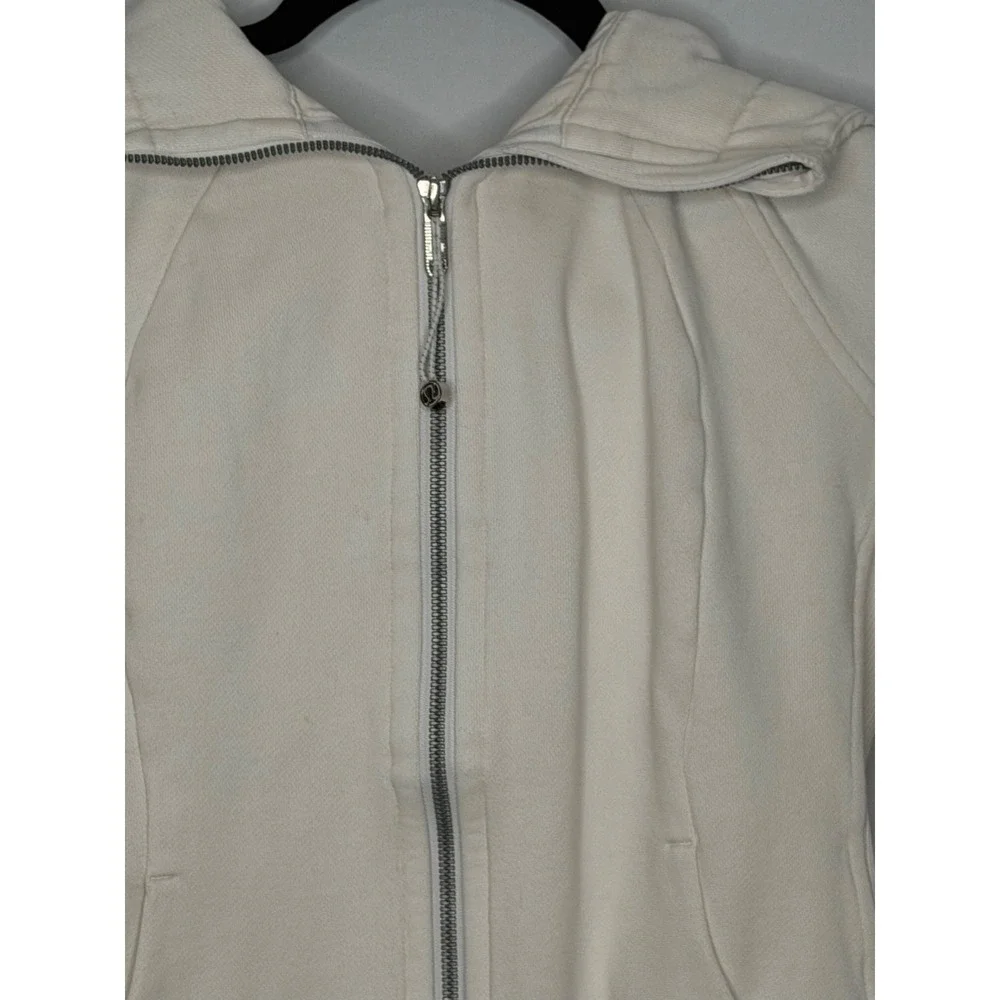 Lululemon Scuba Full Zip Hoodie Bone Size 8 Thumbholes Cotton Terry